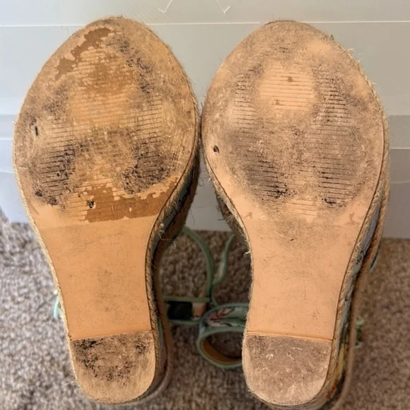 Floral Green and Blue Wedge Sandals with Platform Heel- Madison by Shoedazzle - Picture 6 of 8